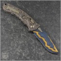 (#137RL-16MS9) Microtech Knives Amphibian Ram-Lok Live Wire Carbon Fiber Baker Forge Blued Coppermai - Back