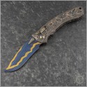 (#137RL-16MS9) Microtech Knives Amphibian Ram-Lok Live Wire Carbon Fiber Baker Forge Blued Coppermai - Front