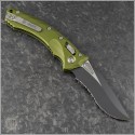 (#137RL-2FLOD) Microtech Knives OD Green Amphibian Ram-Lok Fluted Aluminum Handle Black Part Serrated - Back