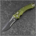 (#137RL-2FLOD) Microtech Knives OD Green Amphibian Ram-Lok Fluted Aluminum Handle Black Part Serrated - Front