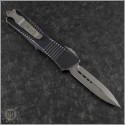 (#138-10DBK) Microtech Distressed Black Troodon D/E Apocalyptic Plain - Back