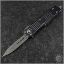 (#138-10DBK) Microtech Distressed Black Troodon D/E Apocalyptic Plain - Front