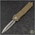 (#138-4TA) Microtech Tan Troodon D/E Satin Plain - Front