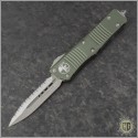 (#138-6OD) Microtech OD Green Troodon D/E Satin Partially Serrated - Front