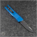 (#140-3BL) Microtech Blue Troodon T/E Black Full Serrated - Back
