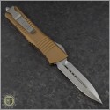 (#142-10TA) Microtech Combat Troodon D/E Stonewash Plain w/ Tan Handle - Back