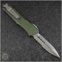 (#142-11OD) Microtech OD Green Combat Troodon D/E Stonewash Part Serrated - Back