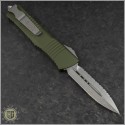 (#142-12OD) Microtech OD Green Combat Troodon D/E Stonewash Fully Serrated - Back