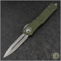 (#142-12OD) Microtech OD Green Combat Troodon D/E Stonewash Fully Serrated - Front