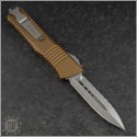 (#142-12TA) Microtech Tan Combat Troodon D/E Stonewash Fully Serrated - Back