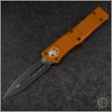 (#142-1OR) Microtech Orange Combat Troodon D/E Black Plain - Front