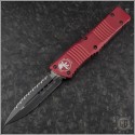 (#142-3RD) Microtech Red Combat Troodon D/E Black Fully Serrated - Front