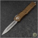 (#142-4TA) Microtech Tan Combat Troodon D/E Satin Plain - Front