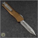 (#142-6TA) Microtech Tan Combat Troodon D/E Satin Fully Serrated - Back