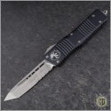(#144-11) Microtech Combat Troodon Tanto Stonewash Partially Serrated - Front