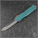 (#144-12BH) Microtech Bounty Hunter Combat Troodon Tanto Apocalyptic Full Serrated - Front