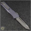 (#144-12GY) Microtech Gray Combat Troodon Tanto Stonewash Fully Serrated - Back