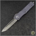 (#144-12GY) Microtech Gray Combat Troodon Tanto Stonewash Fully Serrated - Front