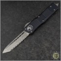 (#144-12) Microtech Combat Troodon Tanto Stonewash Fully Serrated - Front