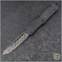 (#144-16CFTI) Microtech Combat Troodon T/E Damascus Plain w/ CF Top and Ti Hardware - Front