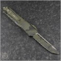 (#144-3OCS) Microtech Olive Camo Combat Troodon Tanto Full Serrated - Back