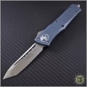 (#144-4GY) Microtech Combat Troodon Tanto Satin Plain w/ Grey Handle - Front