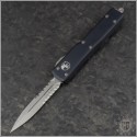 (#147-11) Microtech UTX-70 D/E Stonewash Part Serrated - Front