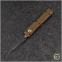 (#147-1TA) Microtech Tan UTX-70 D/E Black Tactical Plain - Front