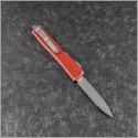 (#147-D12DRD) Microtech Distressed Red UTX-70 D/E Stonewash Double Fully Serrated - Back