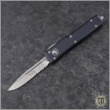 (#148-11) Microtech UTX-70 S/E Stonewash Partially Serrated - Front