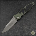 (#160-10OD) Microtech Socom Elite M/A Stonewash Standard w/ OD Green Handle - Front