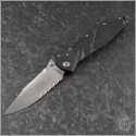 (#160-11) Microtech Socom Elite Manual S/E Stonewash Partially Serrated - Front