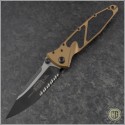 (#160-2TA) Microtech Tan Socom Elite M/A Black Partially Serrated - Front