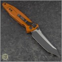 (#161-1ORCFI) Microtech Orange Socom Elite M/A Tanto Black Plain w/ Carbon Fiber Inlays - Back