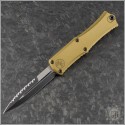 (#1701M-3TA) Microtech Knives Tan Hera II Mini Bayonet Black Fully Serrated - Front