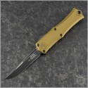 (#1705M-1TA) Microtech Knives Tan Hera II Mini Recurve Black Tactical Plain - Front