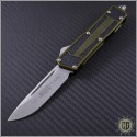 (#178-10OD) Microtech QD Scarab S/E Stonewash Plain w/ OD Green Handle - Front