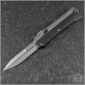 (#184-12) Microtech Glykon Bayonet Stonewash Full Serrated - Front
