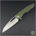 (#196-10OD) Microtech Sigil Stonewash Standard w/ OD Green Handle - Front