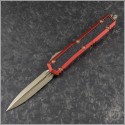 (#206-13RDS) Microtech Knives Red Makora D/E Bronzed Plain - Front