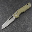(#210-11FRGTODLM) Microtech OD Green Lawman MSI Wharncliffe Ram-Lok Stonewash Part Serrated - Front