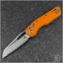(#210-12GTOR) Microtech Orange MSI Wharncliffe Ram-Lok Stonewash Full Serrated - Front