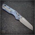 (#210M-10FRMS7) Microtech Ice Blue Frag Titanium MSI Mini Ram-Lok Wharncliffe Stonewash Plain - Back