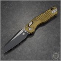 (#210M-1FRTA) Microtech Tan MSI Mini Ram-Lok Wharncliffe Black Plain - Front