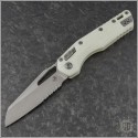 (#210T-11APPMWH) Microtech White MSI Wharncliffe Ram-Lok Apocalyptic Part Serrated - Front