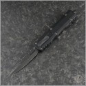 (#225-3DLCTSH) Microtech Knives Dirac D/E Black Fully Serrated Shadow - Front