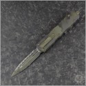 (#225-3OCS) Microtech Knives Olive Camo Dirac D/E Camo Fully Serrated - Front