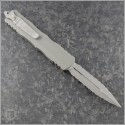 (#227-D12APNC) Microtech Knives Natural Clear Dirac Delta D/E Stonewash Full Serrated - Back