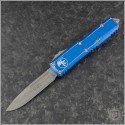 (#231-10DBL) Microtech Distressed Blue UTX-85 S/E Apocalyptic Plain - Front