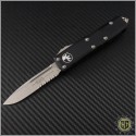 (#231-11) Microtech UTX-85 S/E Stonewash Part Serrated - Front